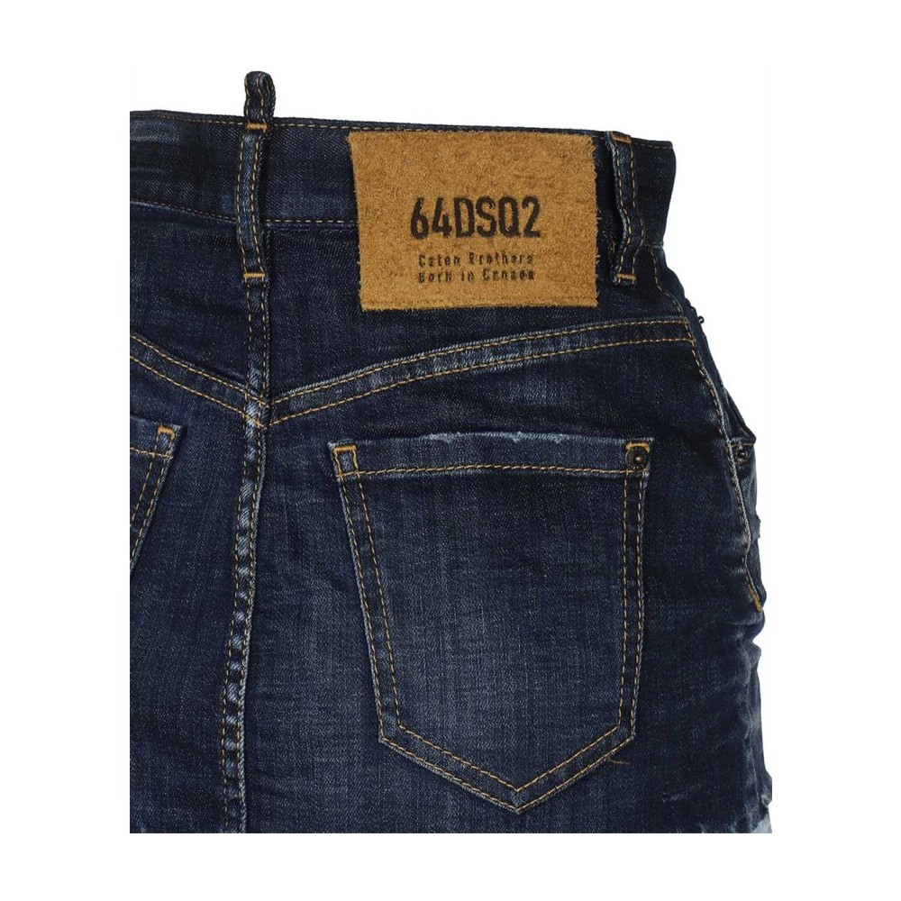 Dsquared2 Versleten Denim Minirok Blue Dames