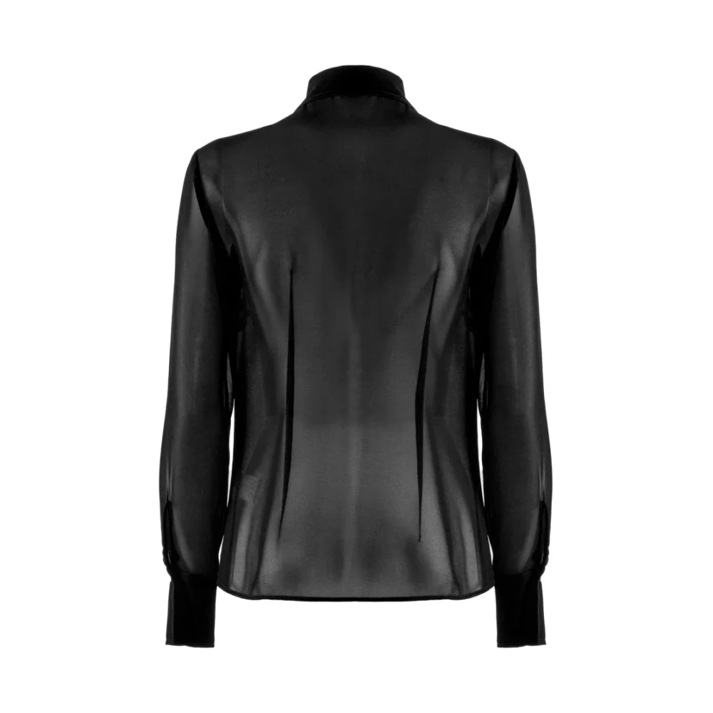 Nenette Zwarte Doorschijnende Blouse Black Dames