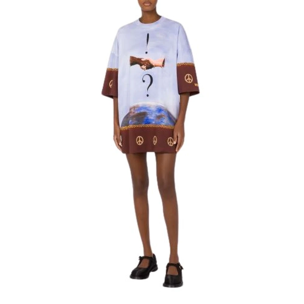 Moschino Korte Katoenen Jurk met Handafdruk Multicolor Dames