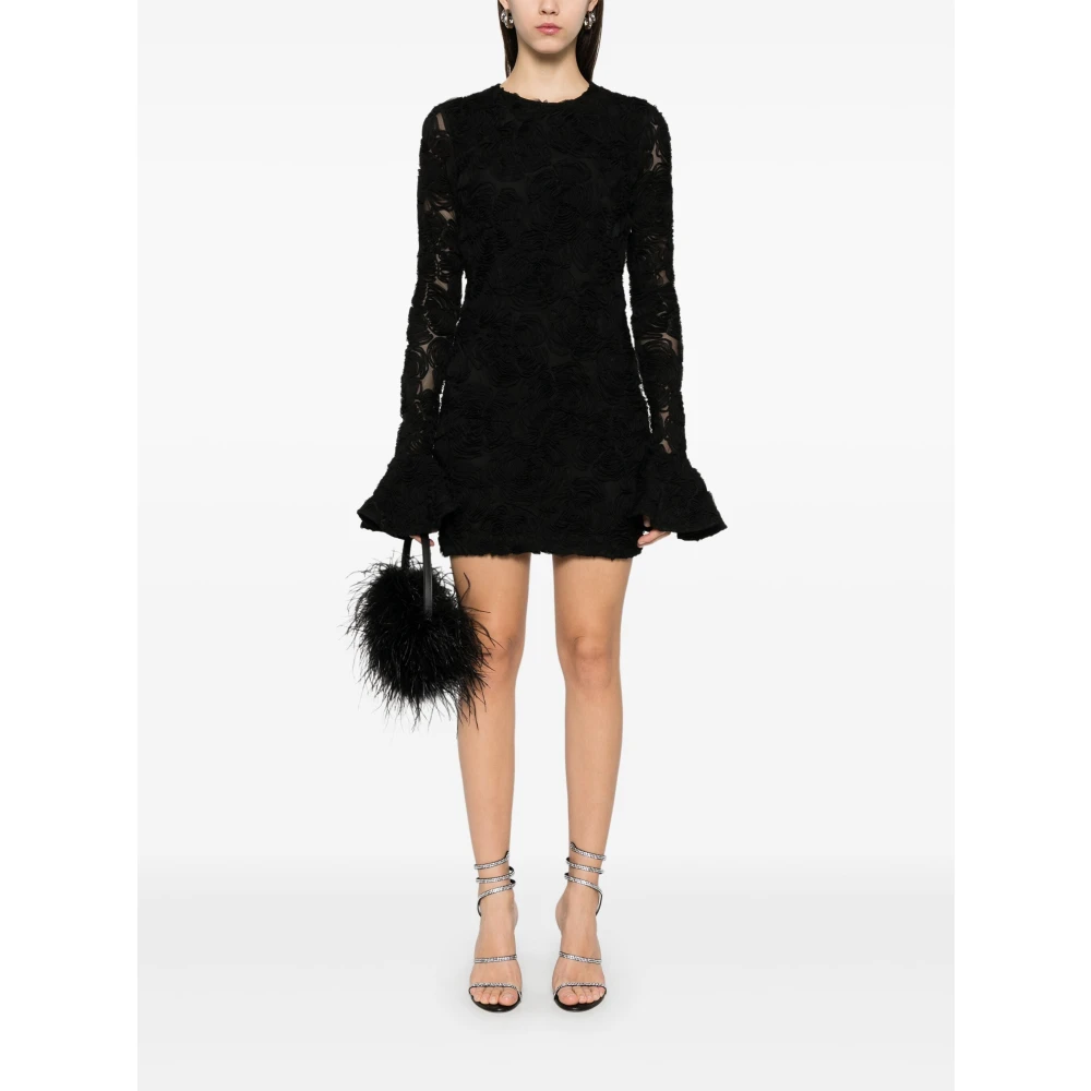 Rotate Birger Christensen Zwarte Bloemen Mesh Mini Jurk Black Dames