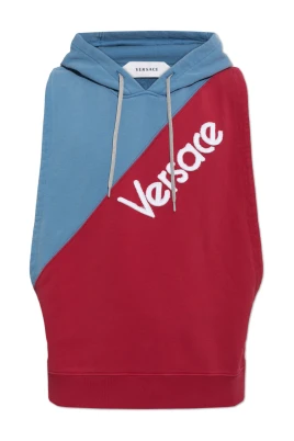 Ärmlös hoodie i broderad bomull