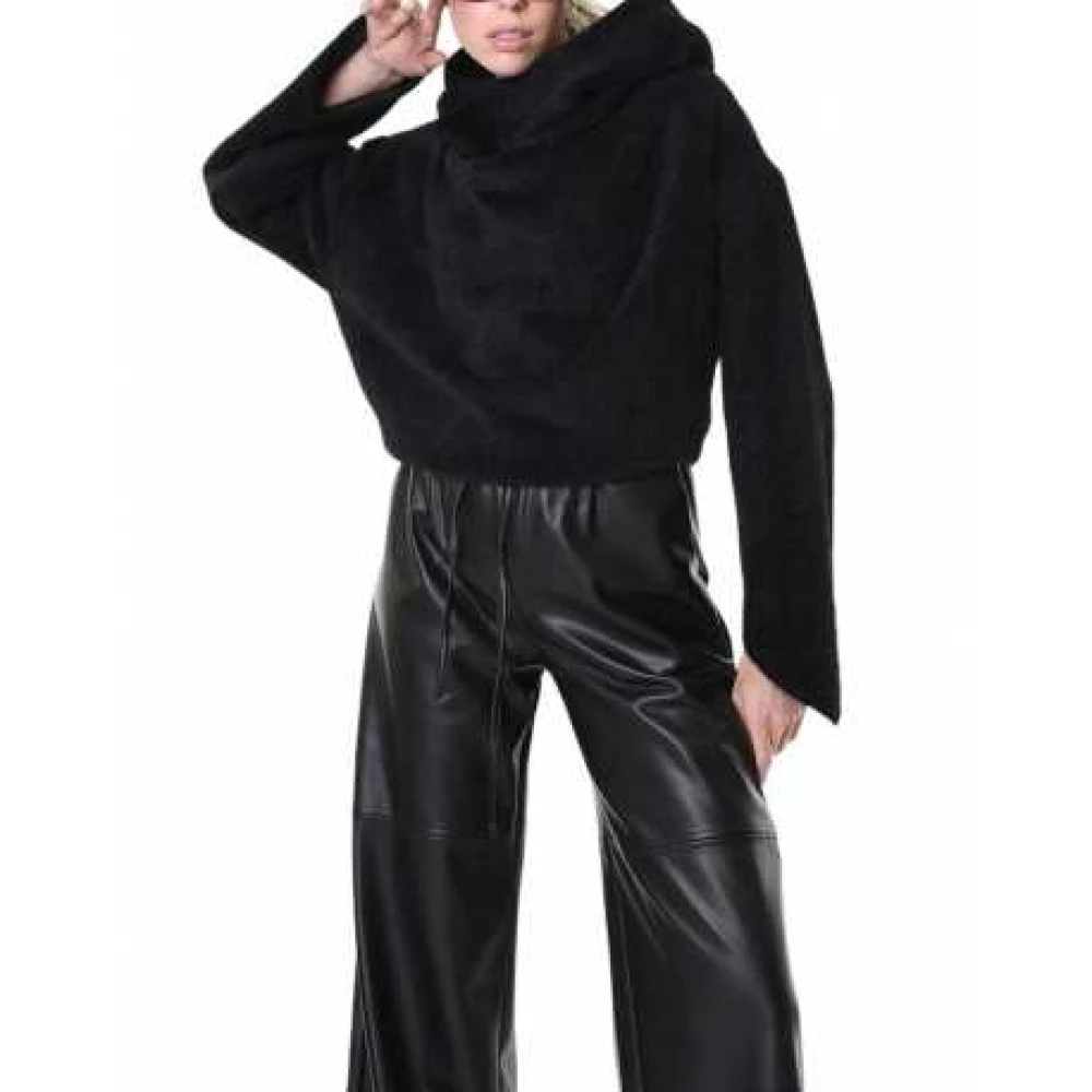 La Haine Inside Us Zwarte Nep Bont Hoodie Lw957 Black Dames