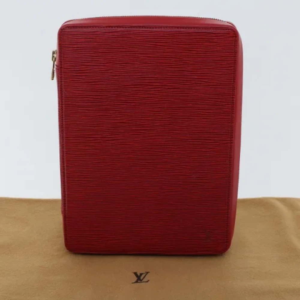 Louis Vuitton Vintage Rode leren Louis Vuitton Clutch Red Dames