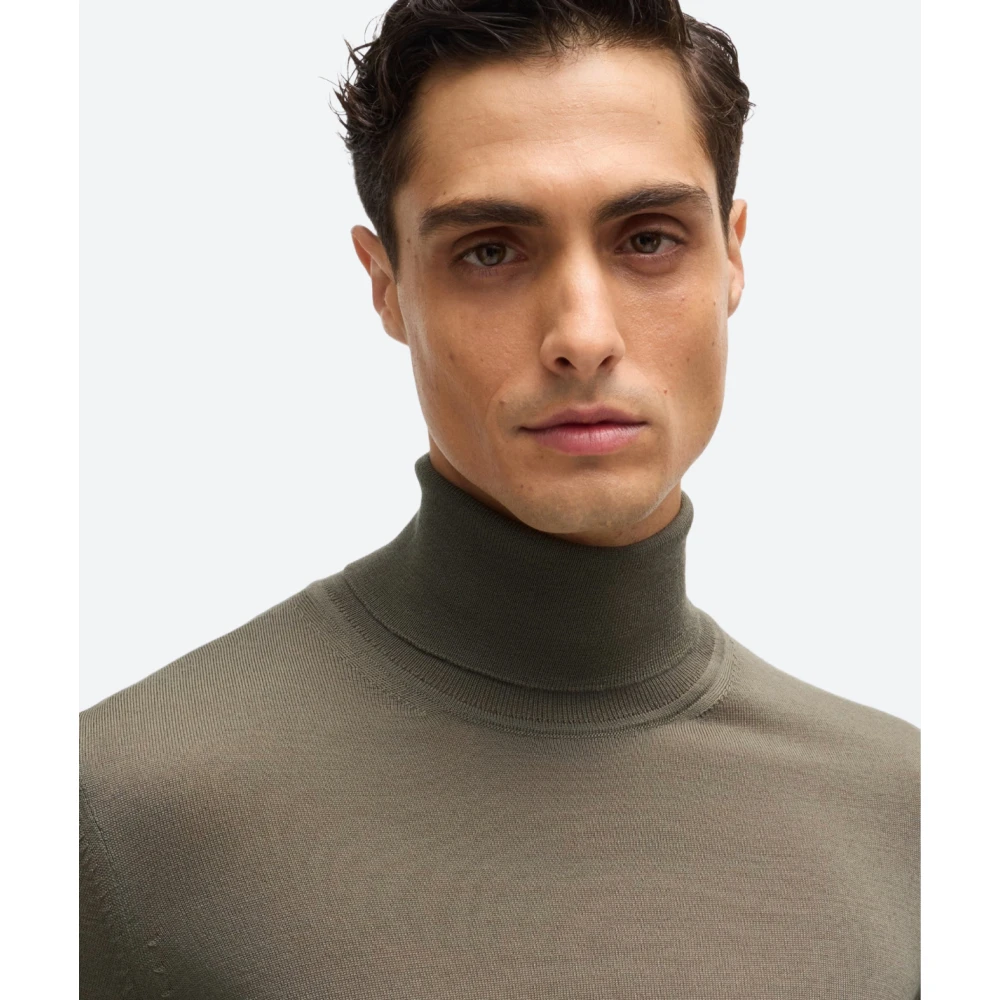 Hugo Boss Merinowol Coltrui Sweater Green Heren