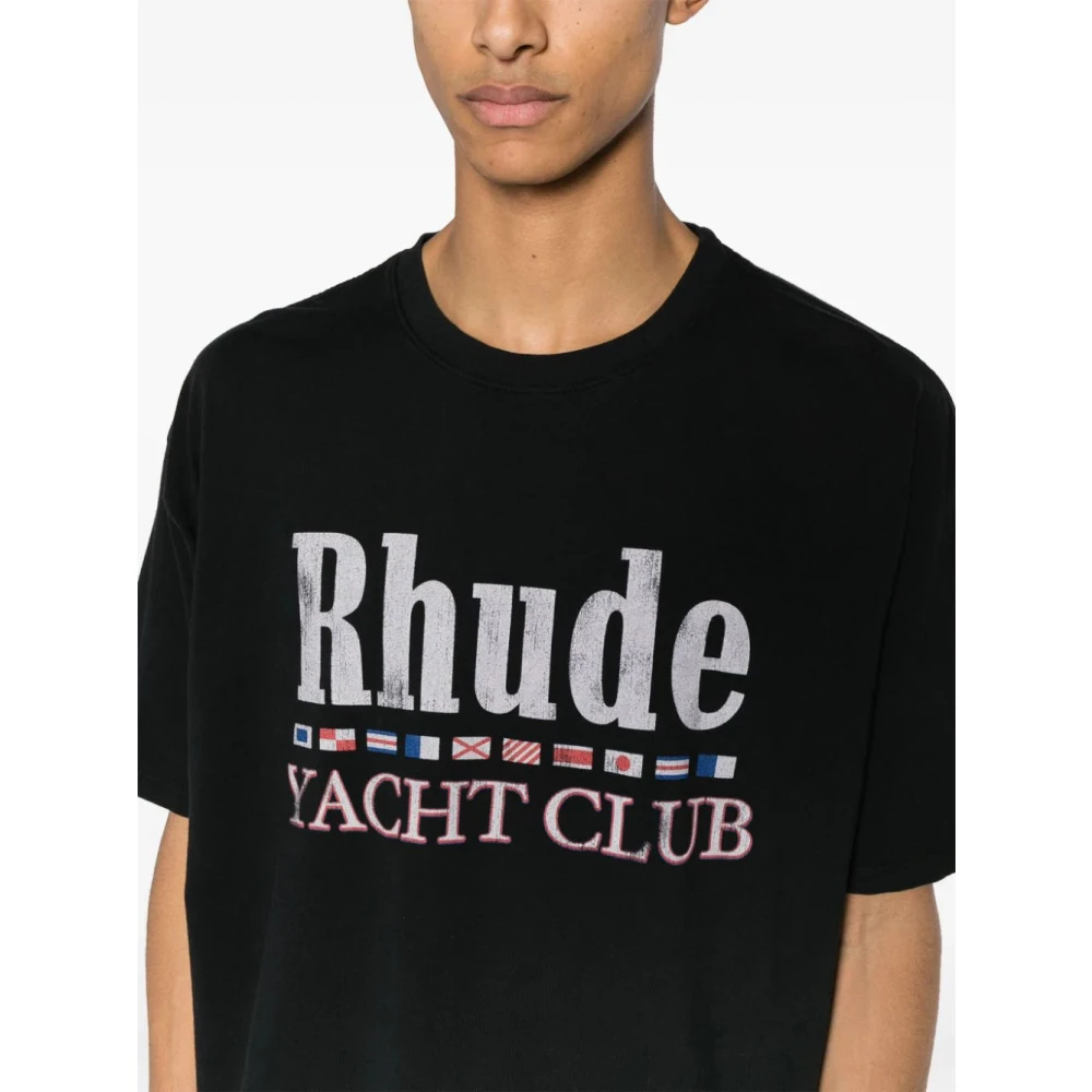 Rhude Flag Katoenen T-shirt Black Heren