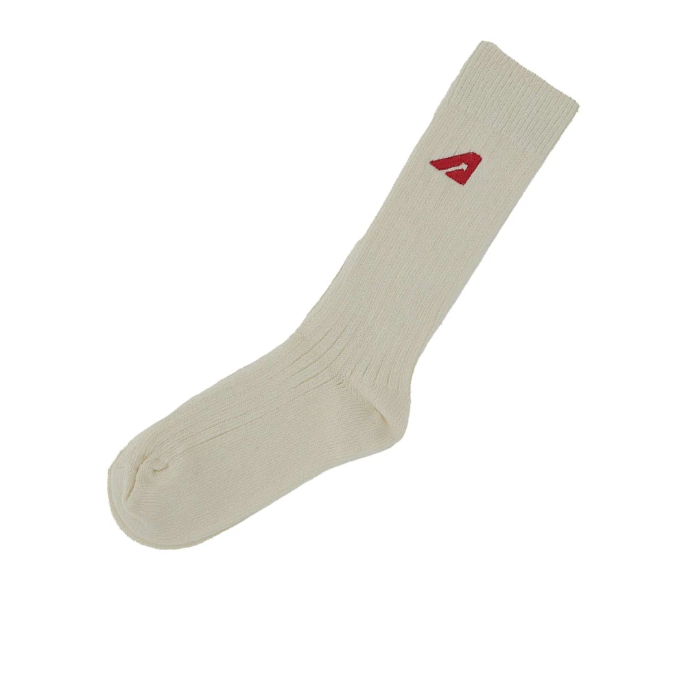 Autry Gestreepte Rand Logo Katoenen Sokken White Unisex
