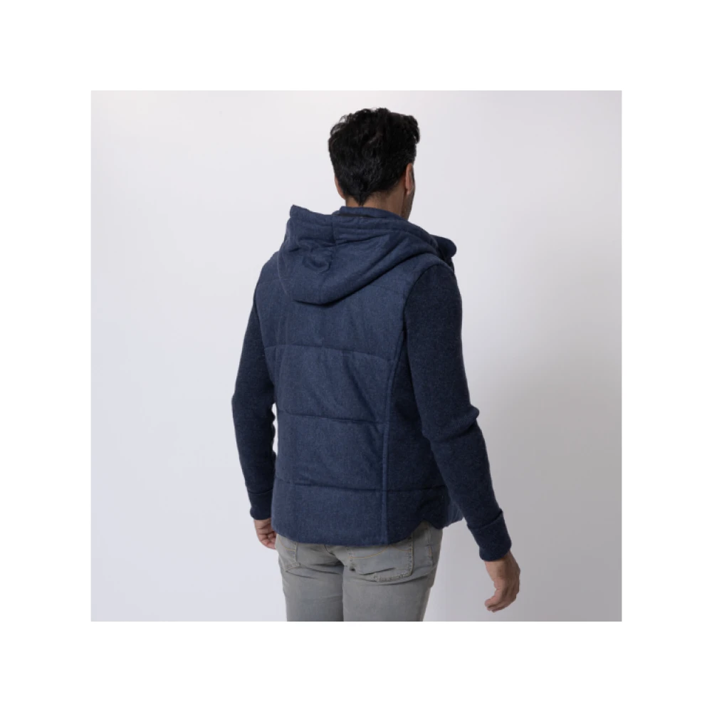 Gran Sasso Blauwe Hooded Wollen Jas Blue Heren