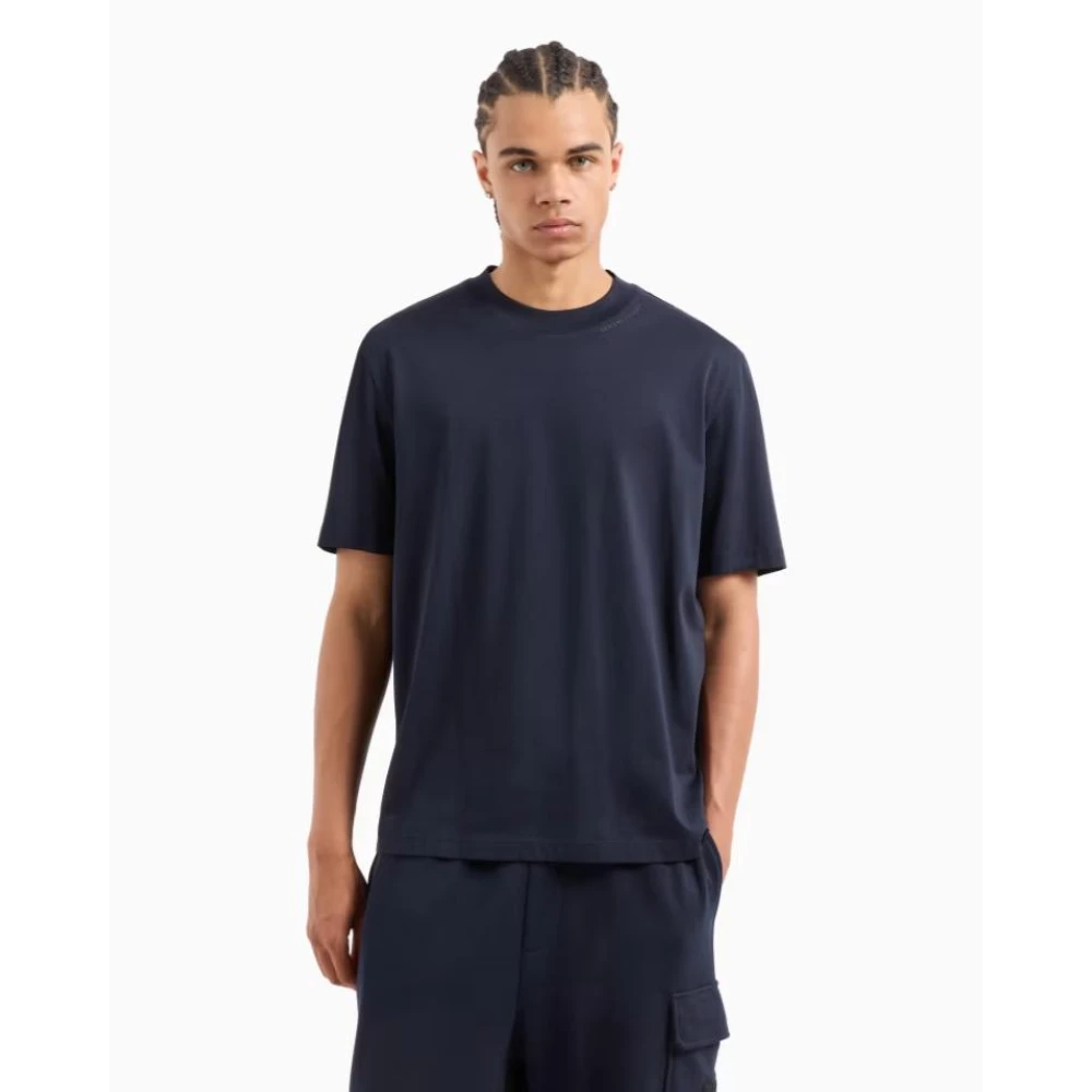 Armani Exchange Korte mouw logo print T-shirt Blue Heren