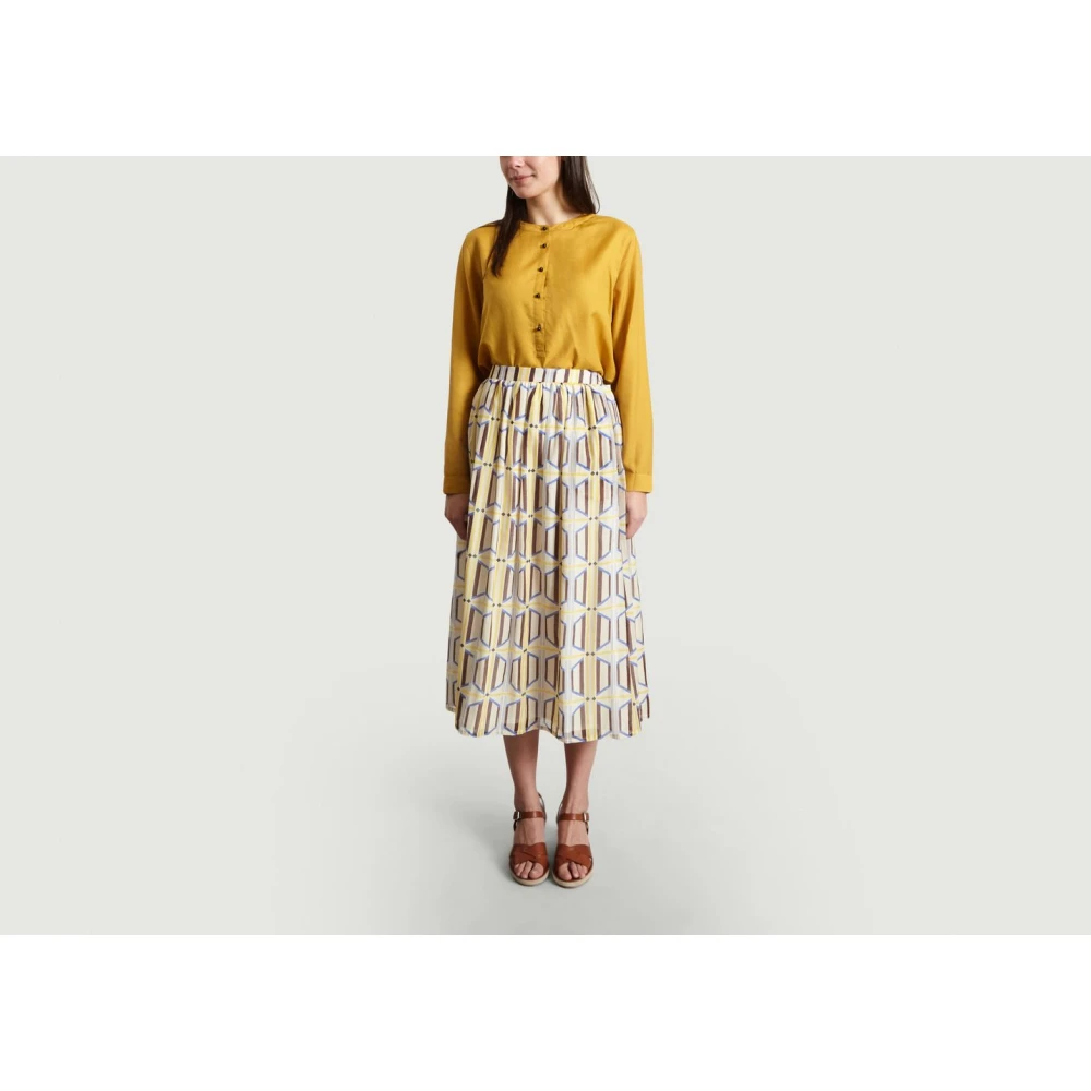 Chloé Geometrisch Patroon Zijden Midi Rok Multicolor Dames