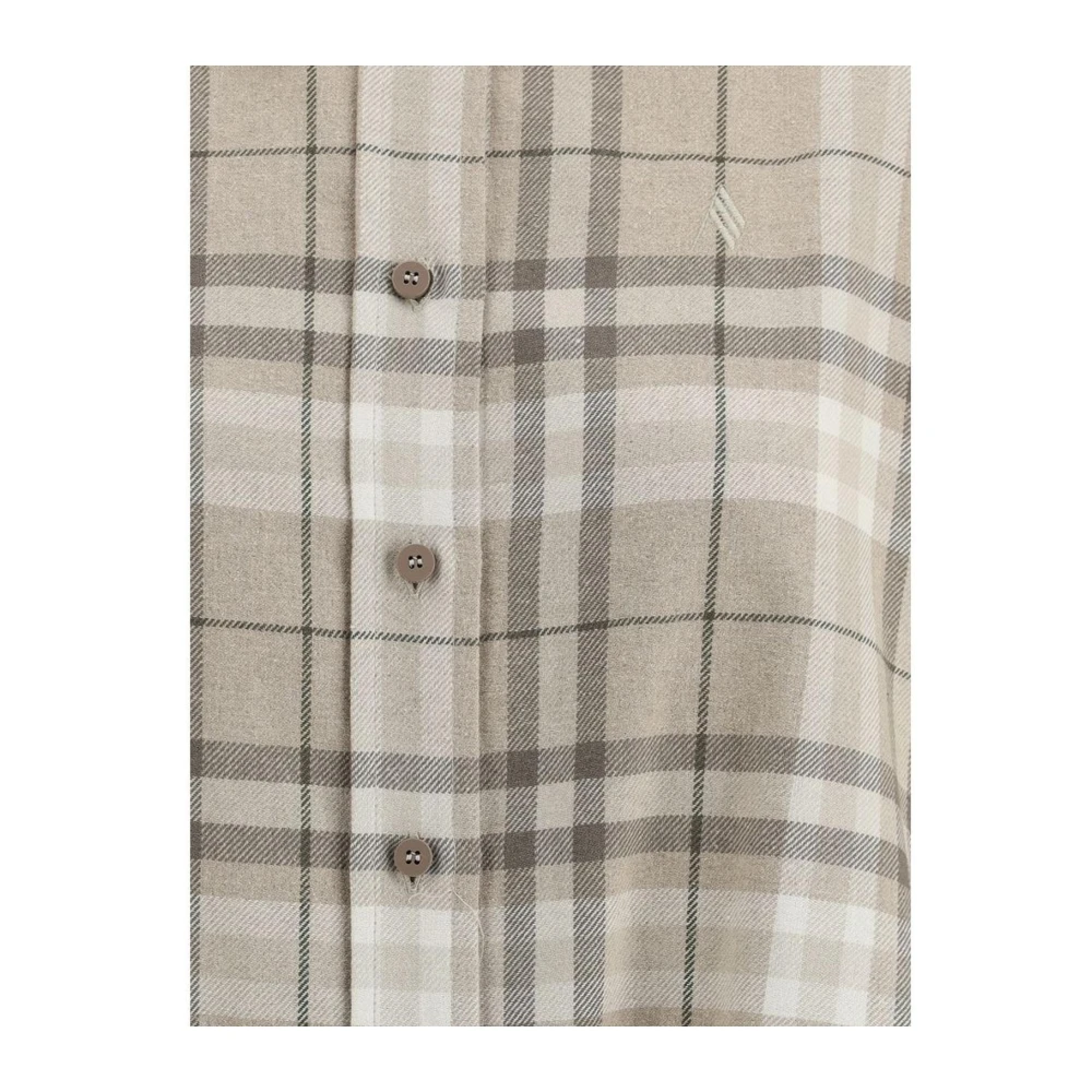 The Attico Geruite Bell Sleeve Katoenen Overhemd Beige Dames