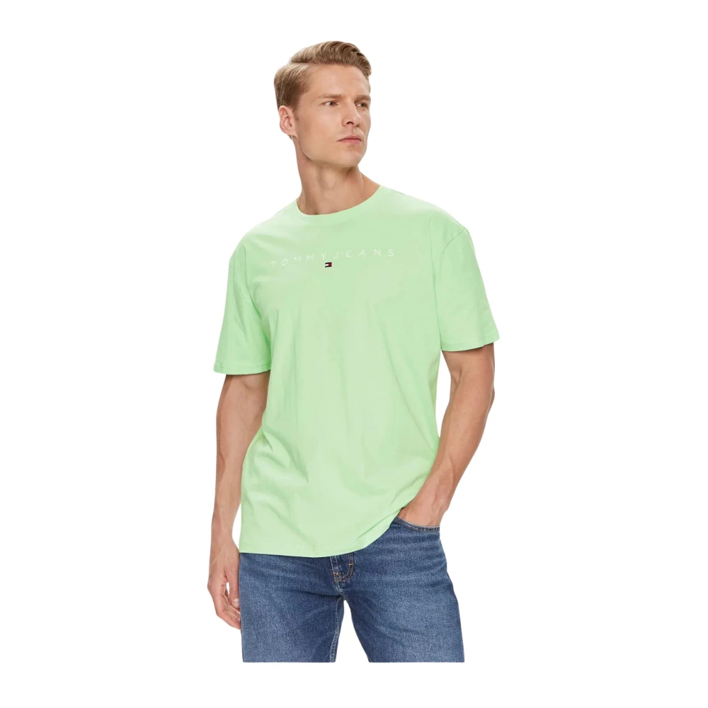 Tommy Jeans Geborduurd logo basic T-shirt in groen Green Heren