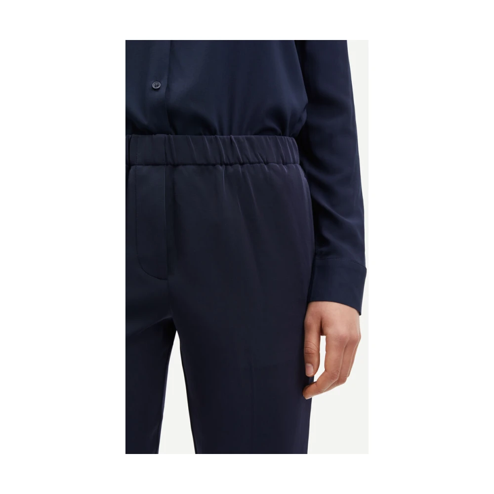 Samsøe Getailleerde geweven broek met elastische taille Blue Dames
