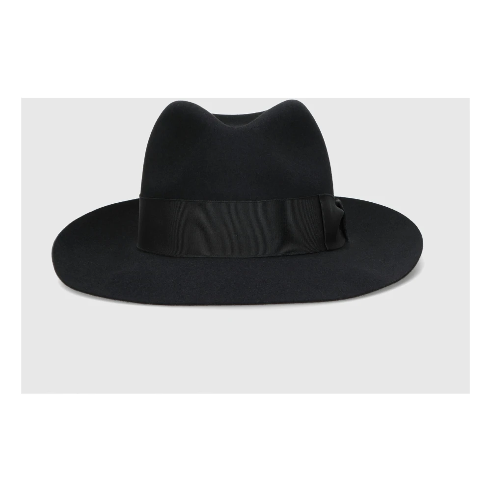 Borsalino Vilten Breedgerande Hoed Black Heren