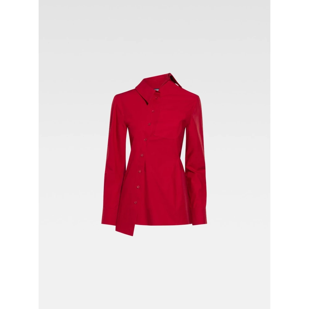 Jacquemus Asymmetrisch Overhemd met Parelknopen Red Dames