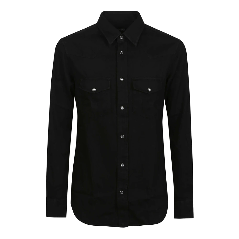 Tom Ford Zwarte Denim Western Slim Overhemd Black Heren