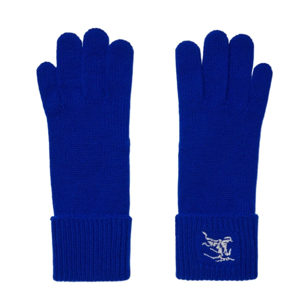 Burberry Cashmere Gebreide Handschoenen met Equestrian Knight Design Blue