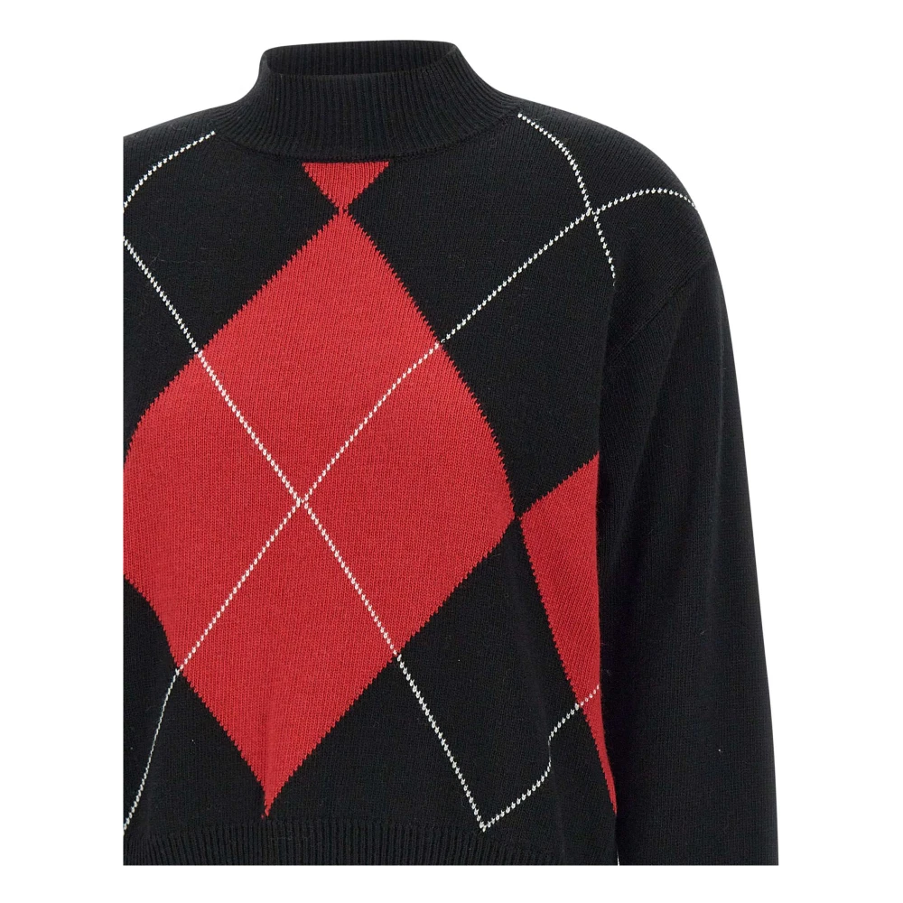 Kaos Ruitpatroon Wollen Trui Black Dames