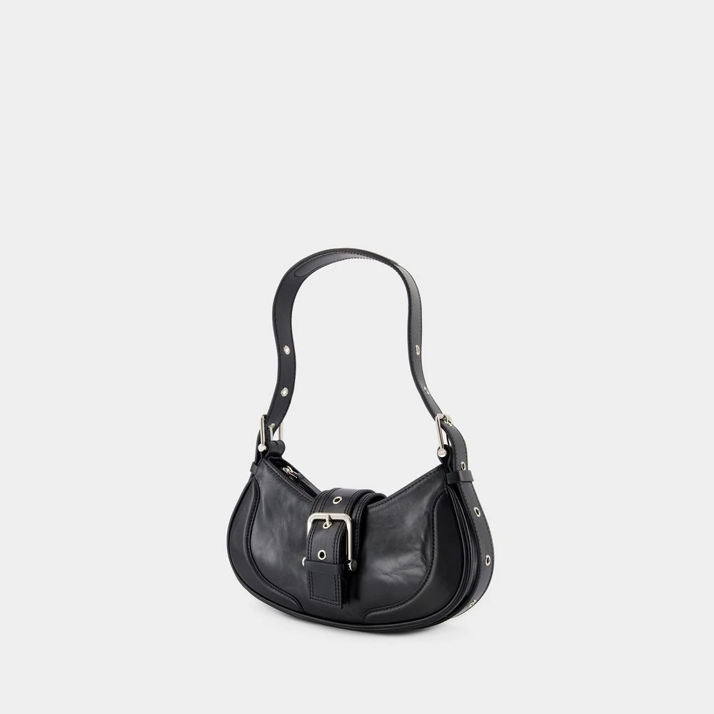 Osoi Zwarte leren schoudertas met magnetische sluiting Black Dames