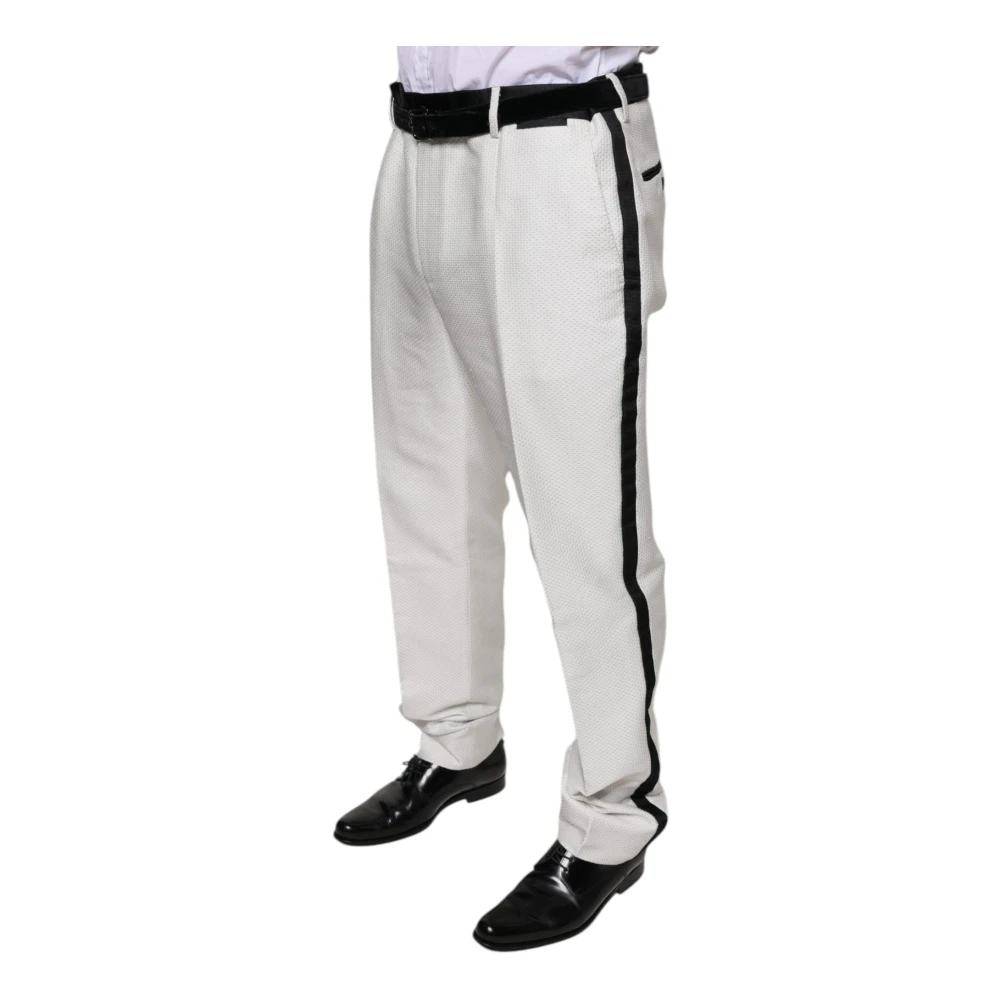 Dolce & Gabbana Zijdeblend Witte Pantalon White Heren