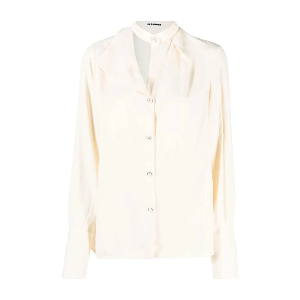 Jil Sander Women's Beige Buttoned Long-Sleeved Shirt - Shirts - S - Blouses & Shirts