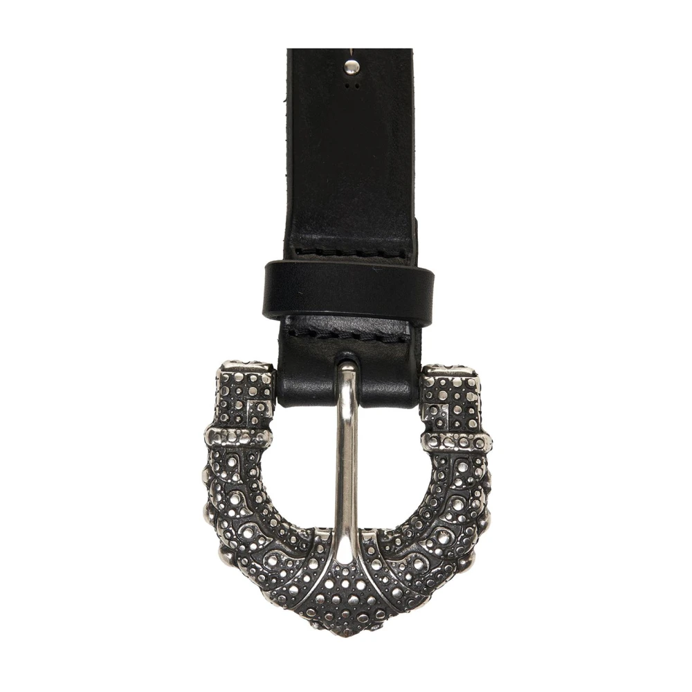 Orciani Zwarte Western Riem met Zilveren Details Black Dames