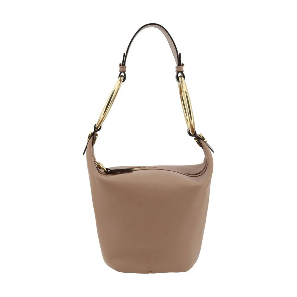 Chloé Leren schoudertas met messing accenten Beige Dames