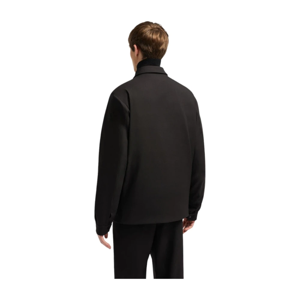 Moncler Zwarte Donzen Shacket Lichtgewicht Jas Black Heren