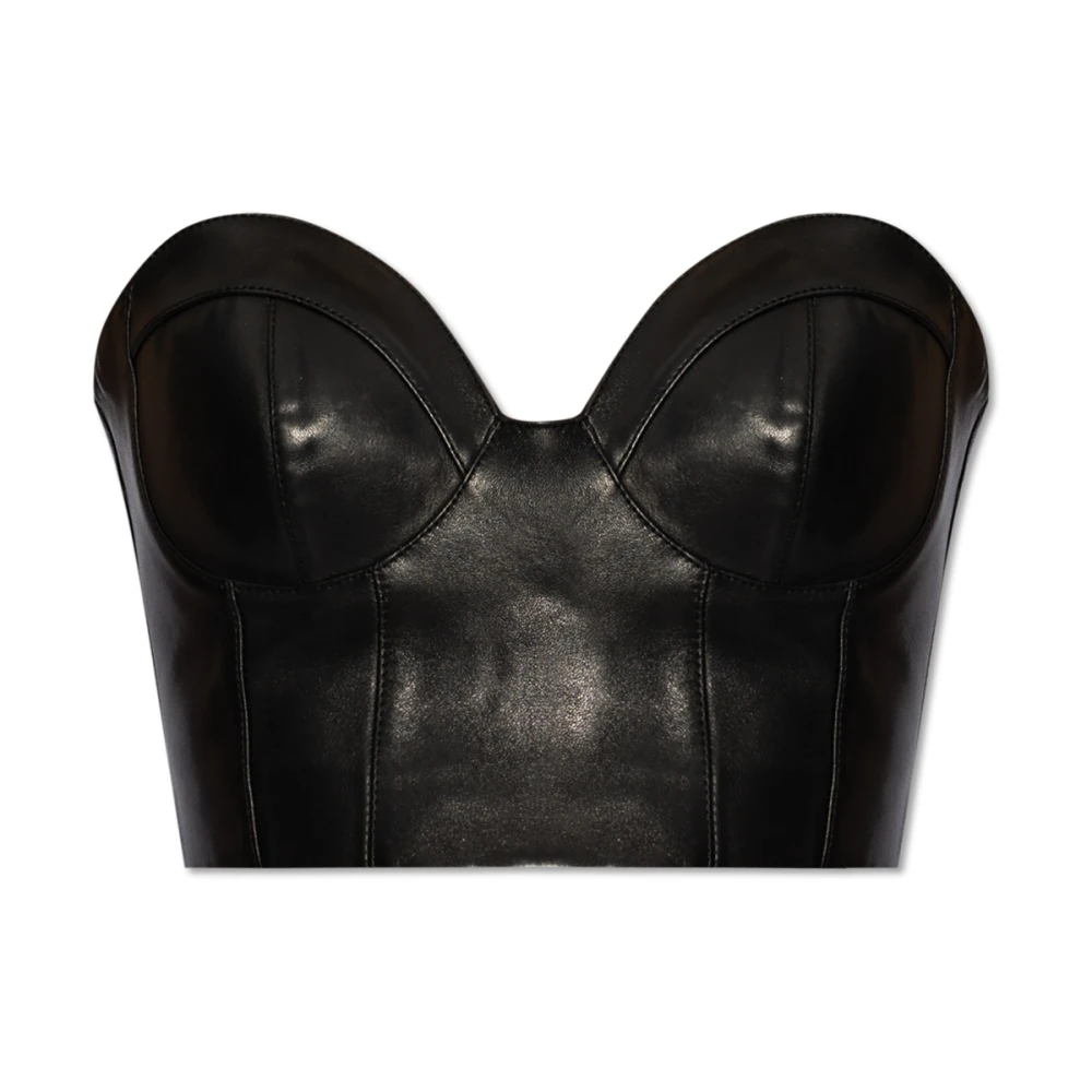 Balmain Leren Top Black Dames