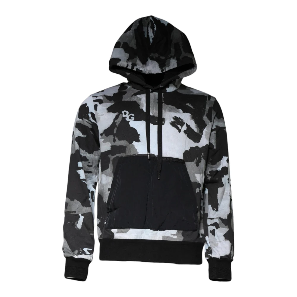 Dolce & Gabbana Men's Multicolor Hoodies, Xs, Camouflage Hooded Jumper With Logo Details