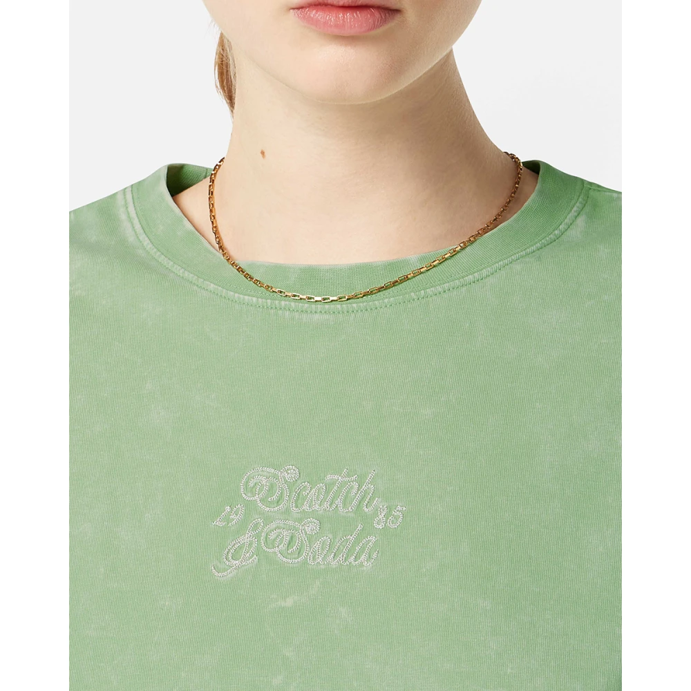 Scotch & Soda Gewassen Logo T-shirt Green Dames