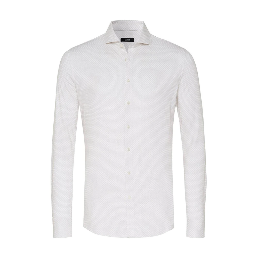 Desoto Beige Business Overhemd met Print White Heren