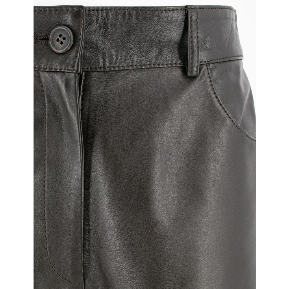 Antonelli Firenze Wijde leren broek voor stedelijke stijl Brown Dames