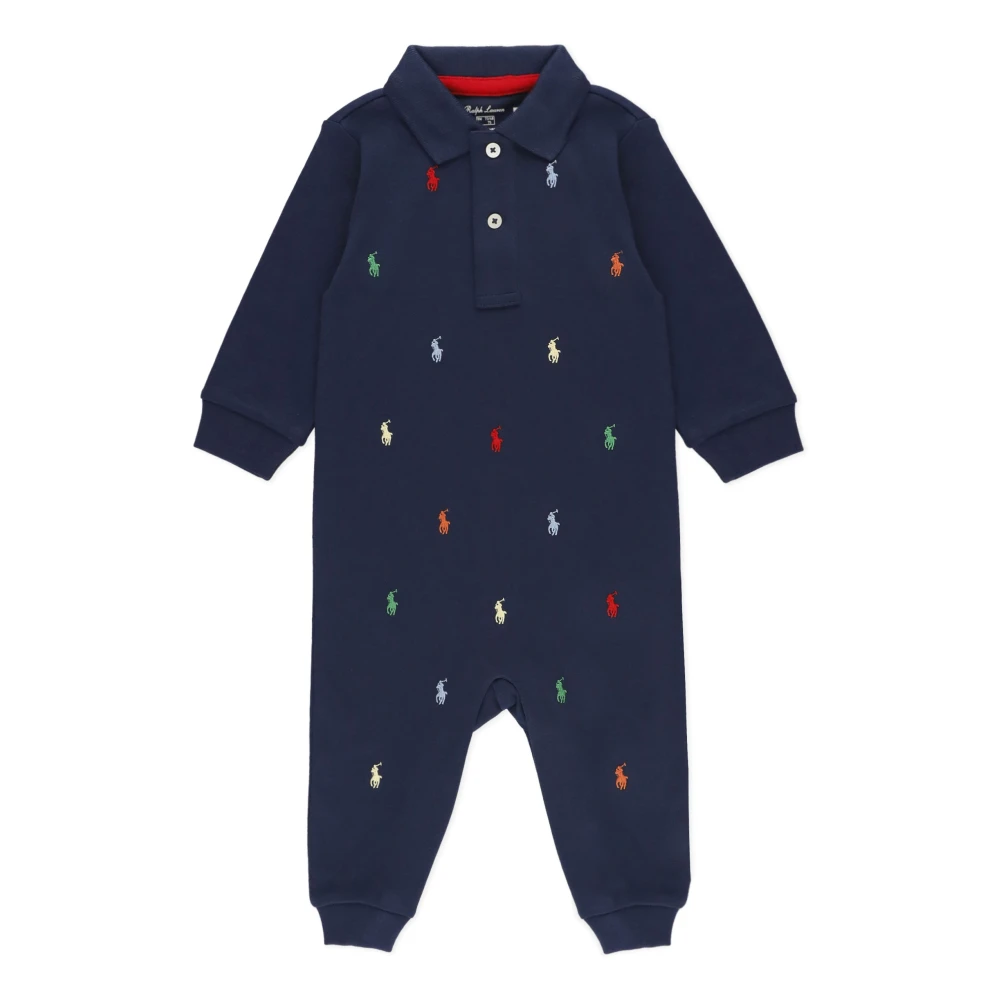 Ralph Lauren Boys Blue Onesie With Pony Logo