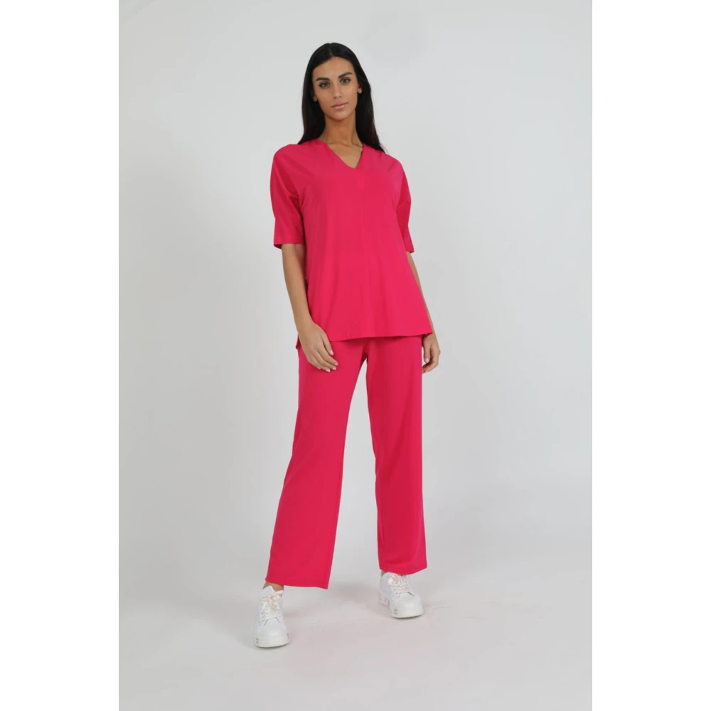 Max Mara Wijde Palazzo Broek Pink Dames