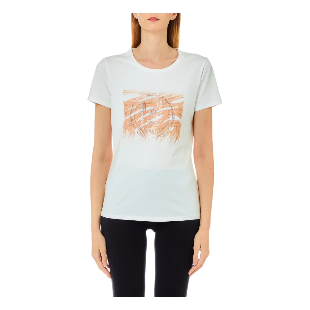 Liu Jo Katoenen T-shirt met Logo Borduurwerk Blue Dames