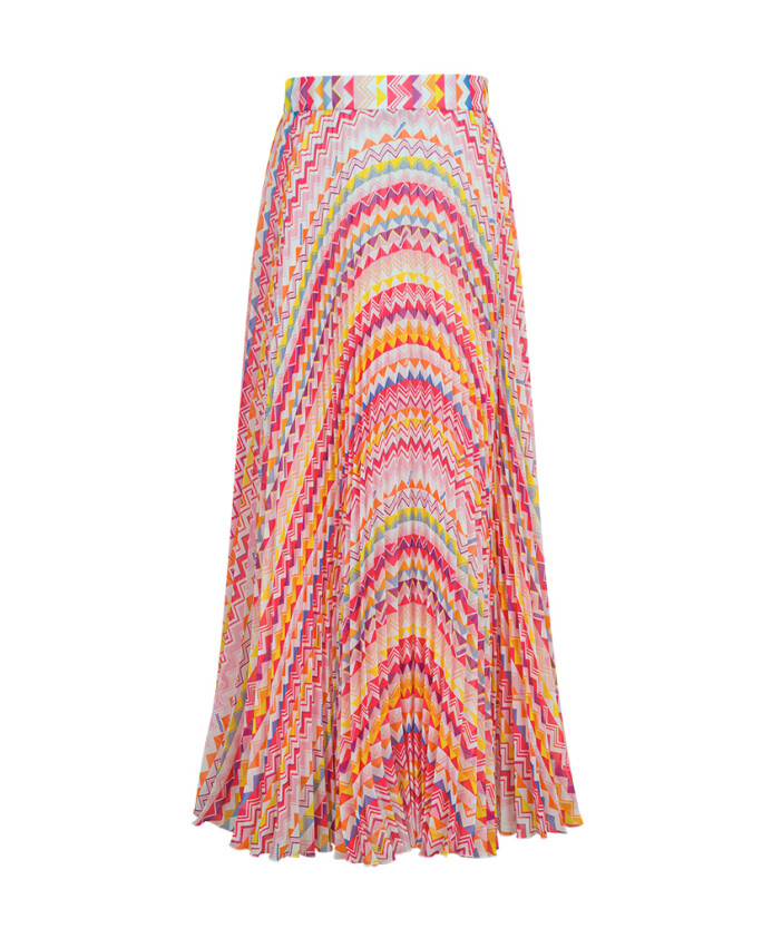 jupe-longue-plissee-avec-motif-zigzag-multicolore