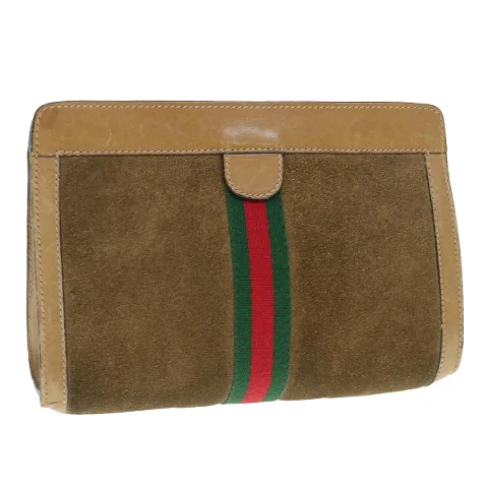 Gucci Vintage Pre-owned Suede clutches Brown Dames