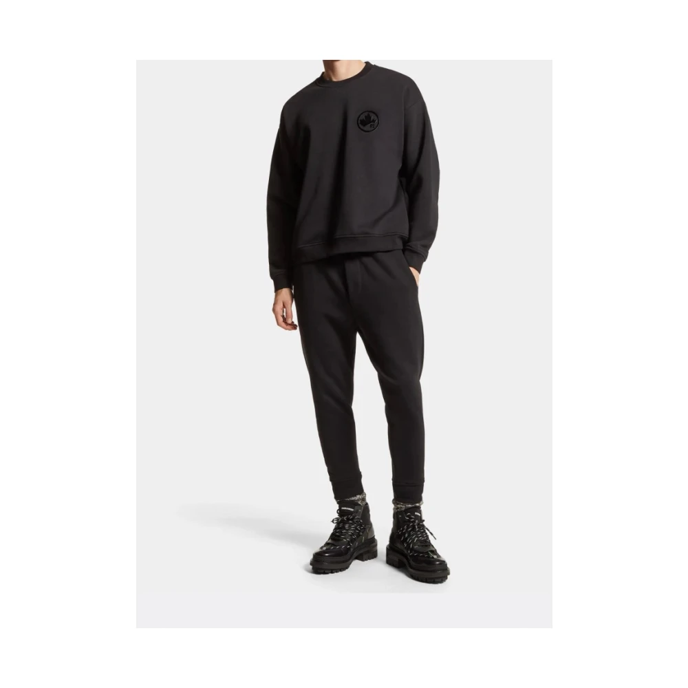 Dsquared2 Ibra Sweatpants Maple Leaf Logo Black Heren