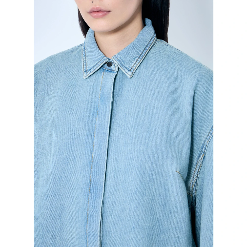 Dries Van Noten Klassieke Denim Shirt met Dropped Seams Blue Dames