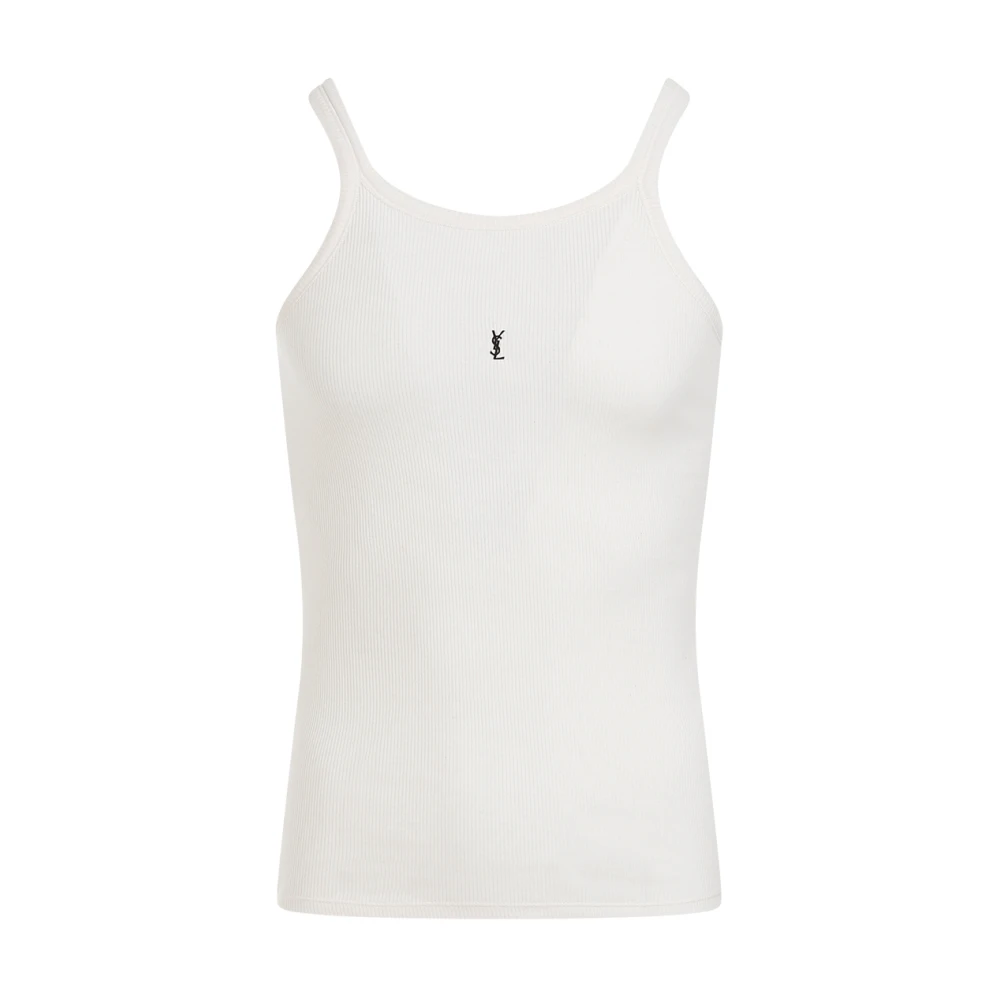 Saint Laurent Witte Geribbelde Tanktop White Heren