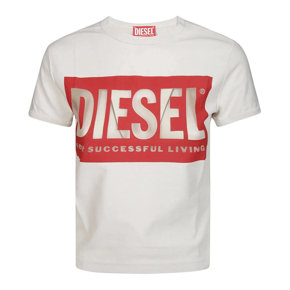 Diesel Logo T-malun T-shirt för kvinnor White, Dam