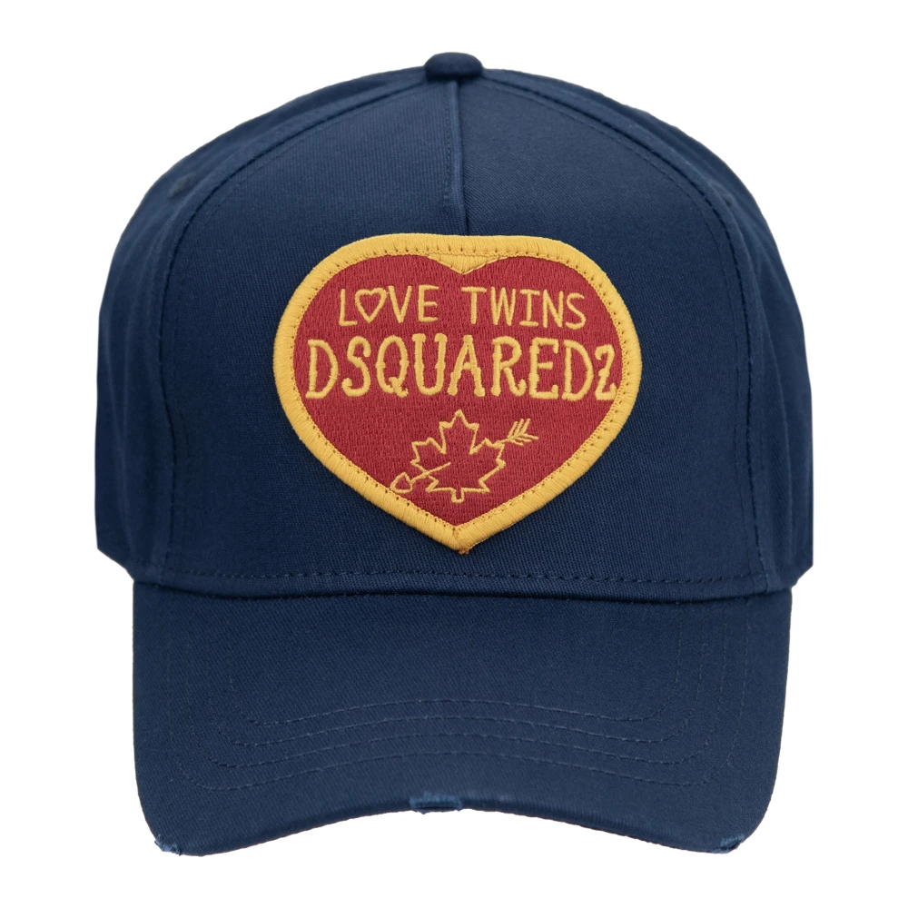 Dsquared2 Geborduurde baseballpet met gesp Blue Unisex