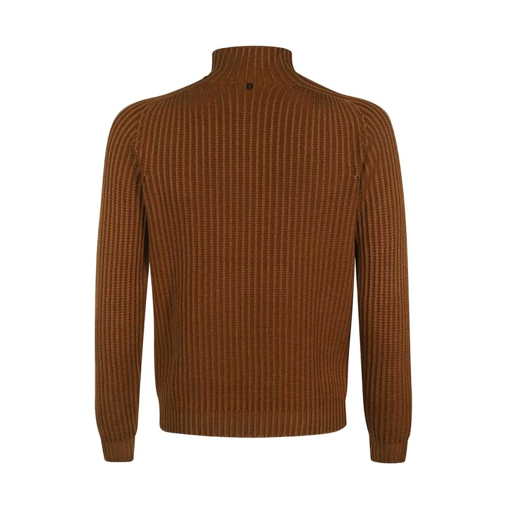 Dondup Geribbelde Wol Turtleneck Sweater Brown Heren