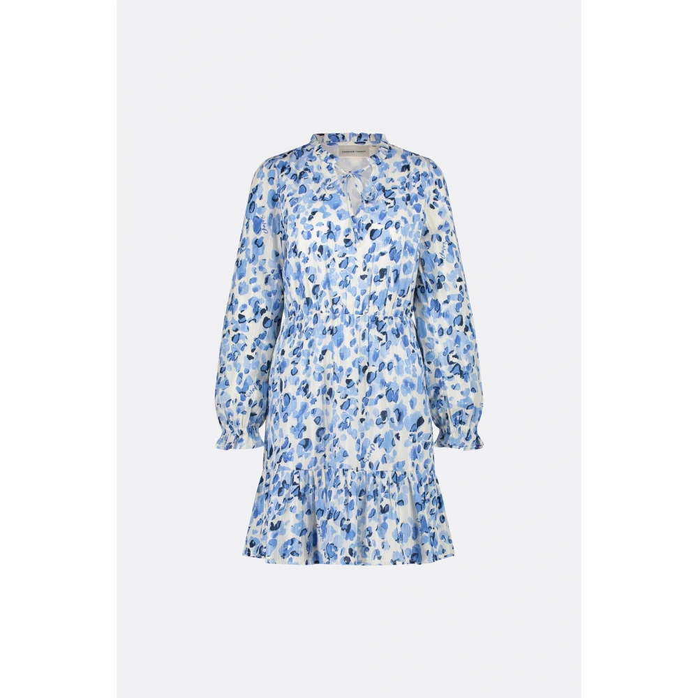 Fabienne Chapot Blauw Print Pofmouw Jurk Blue Dames
