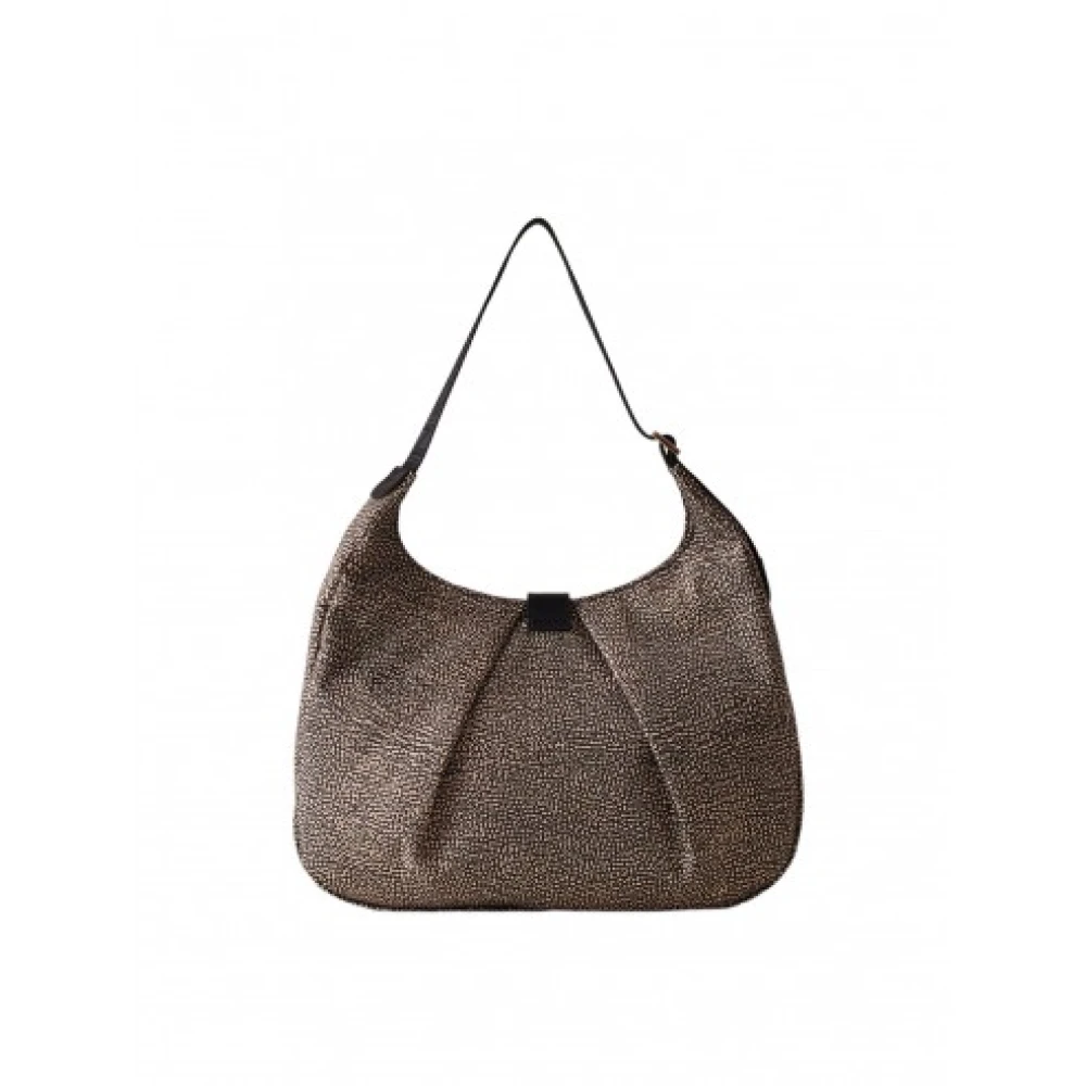 Borbonese Hobo Tas van Gerecycled Stof met Leren Details Brown Dames