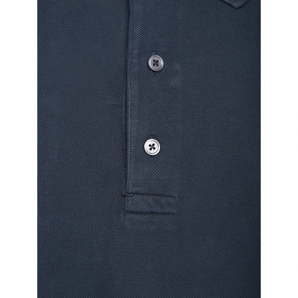 Tom Ford Blauwe Lyocell Polo Shirt Klassieke Kraag Blue Heren