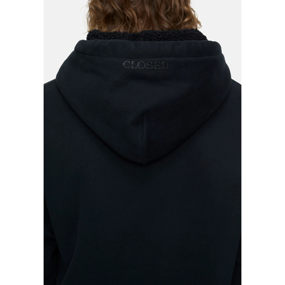 closed Omkeerbare katoenen Teddy hoodie met rits Black Heren