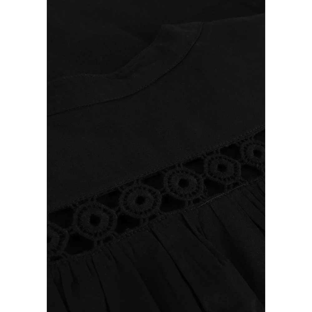 Summum Woman Katoen Voile Midi Jurk Zwart Black Dames