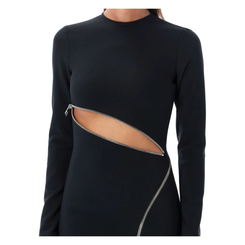 The Attico Zwarte Midi Jurk met Voorrits Black Dames