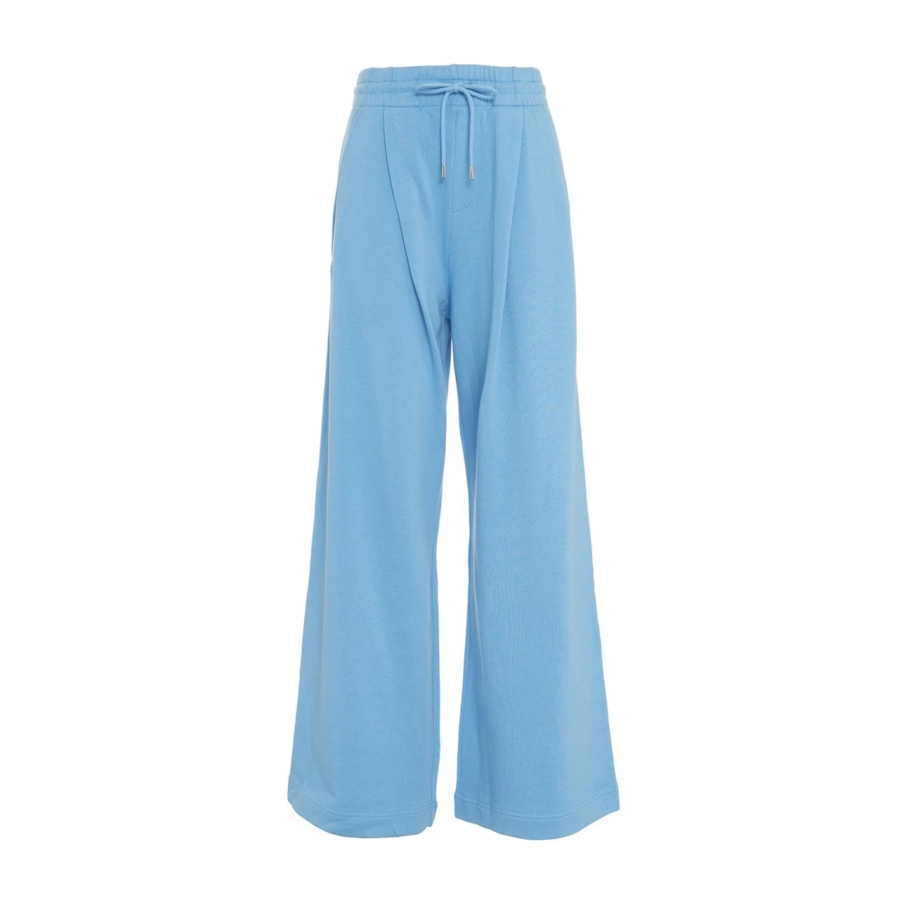 Semicouture Blauwe Wide Leg Sweatpants Verhoog Stijl Blue Dames